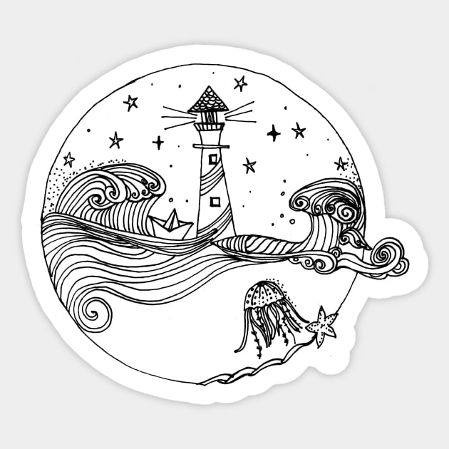 Lighthouse Sketch Sticker by Abili-Tees